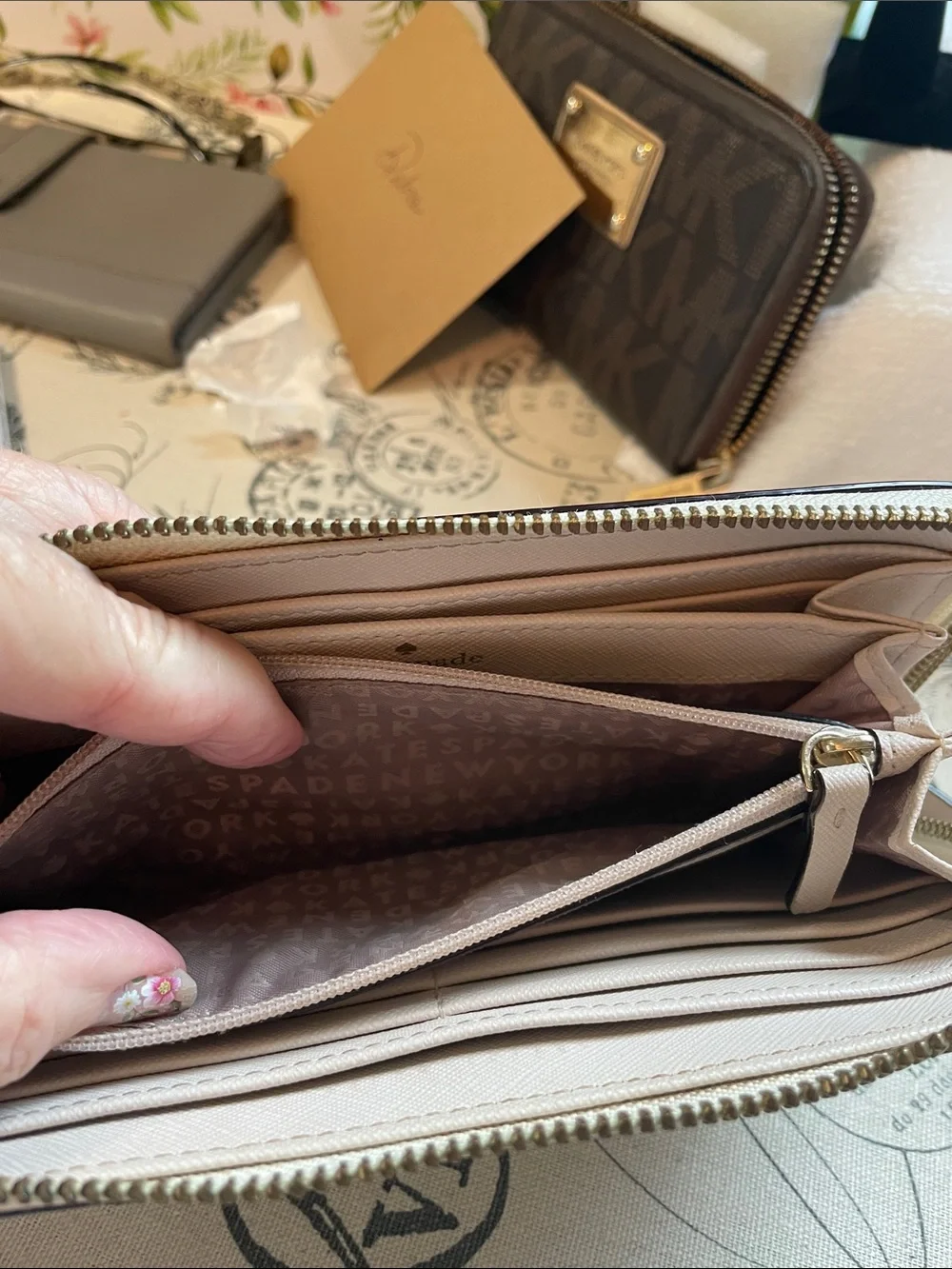 kate spade Light Beige and Taupe  Zip-Around Wallet